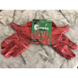 Cutters Game Day Football Gloves Sticky Grip Red Adult Large/ X-Large New w/ Tag
